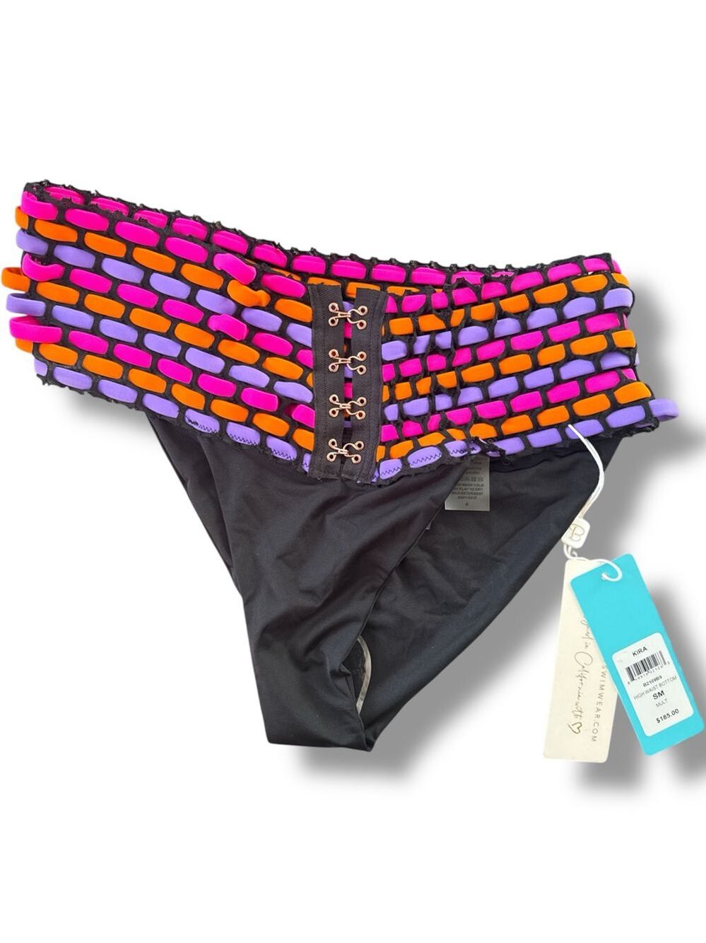 Beach Bunny Kira Black Pink Orange Purple High Waist Bikini Bottom Size S